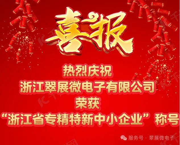 Read more about the article 喜报｜翠展微电子荣获“浙江省专精特新中小企业”称号
